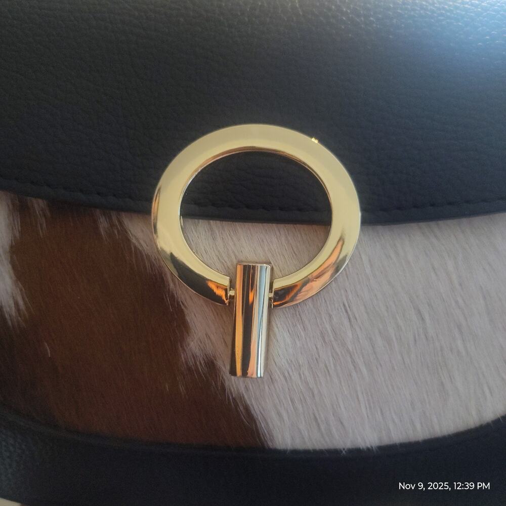 Charlie Leather Adeluccina Black Leather & Fur SM/Med Shoulder Bag/Crossbody-NWT - Picture 9 of 13